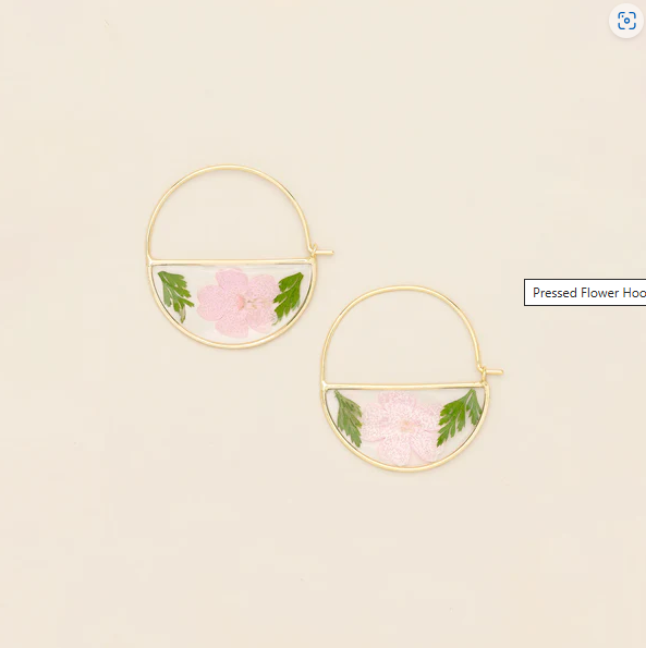 Pressed Flower Hoop Earrings