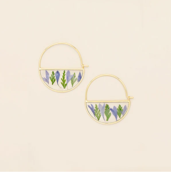 Pressed Flower Hoop Earrings