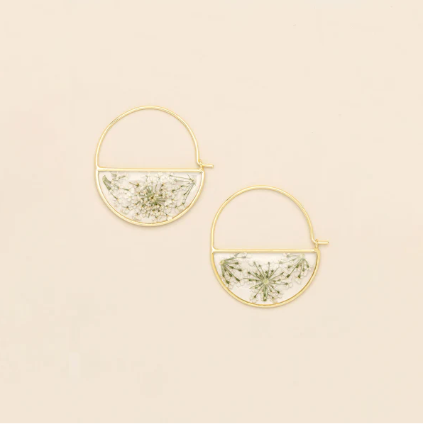 Pressed Flower Hoop Earrings
