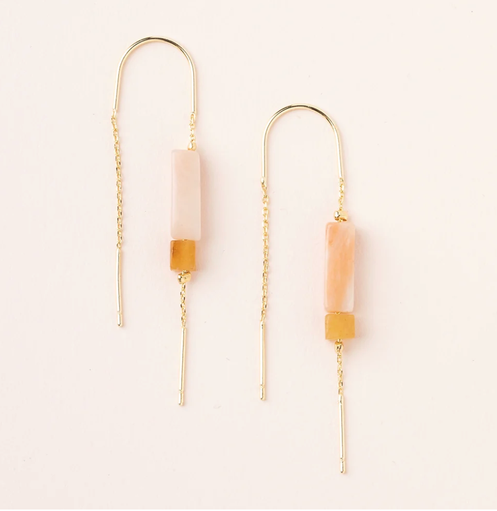 Rectangle Stone Thread Earring