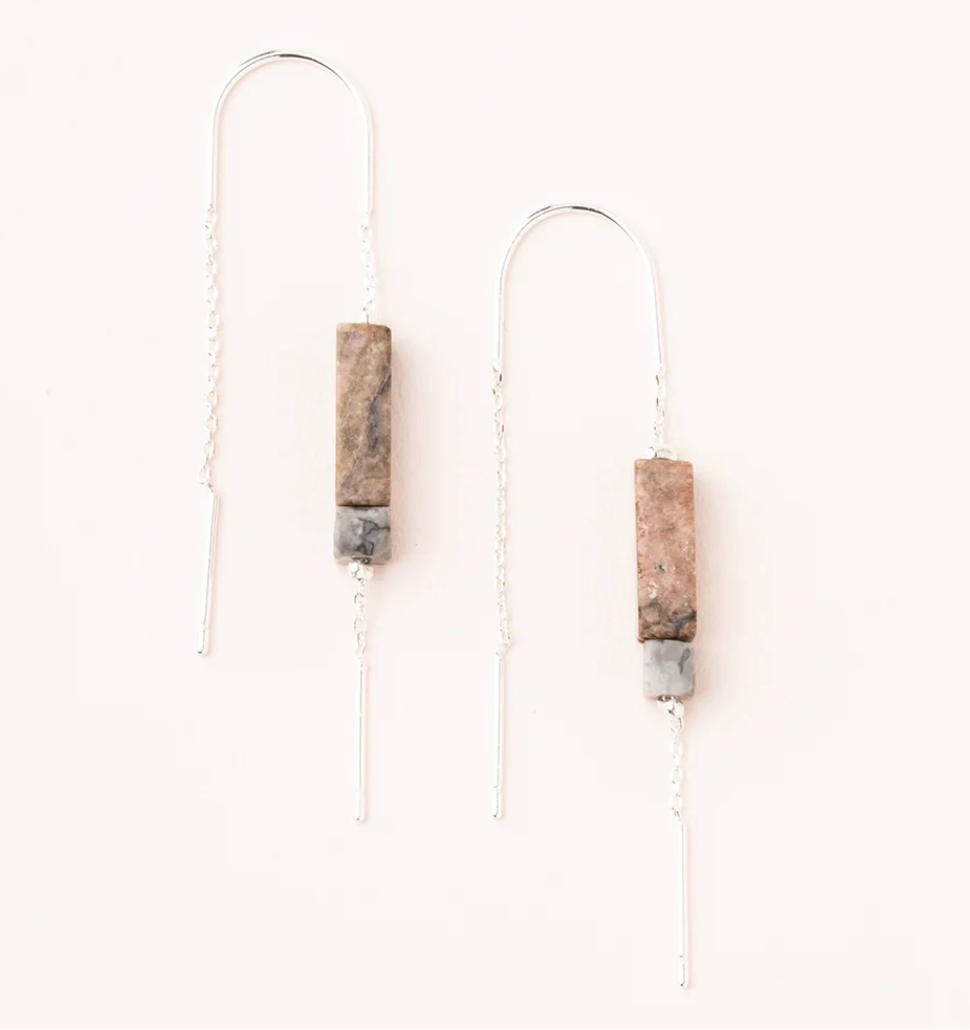 Rectangle Stone Thread Earring