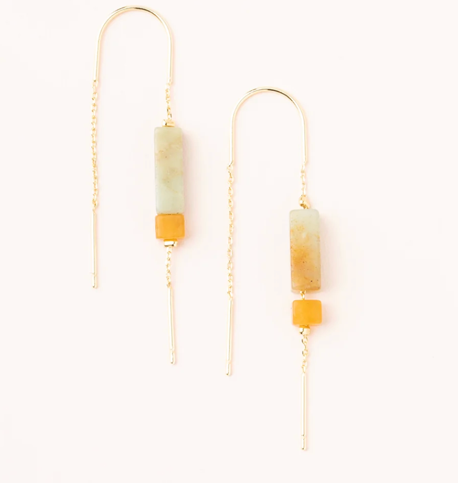 Rectangle Stone Thread Earring