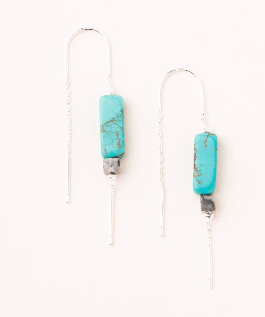 Rectangle Stone Thread Earring