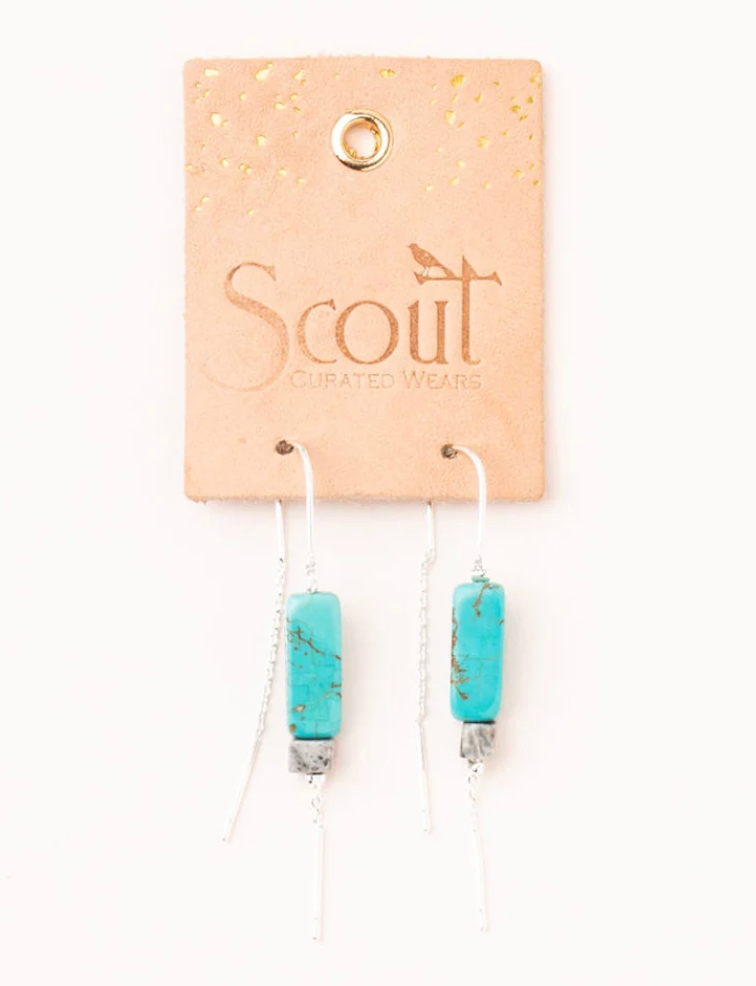 Rectangle Stone Thread Earring