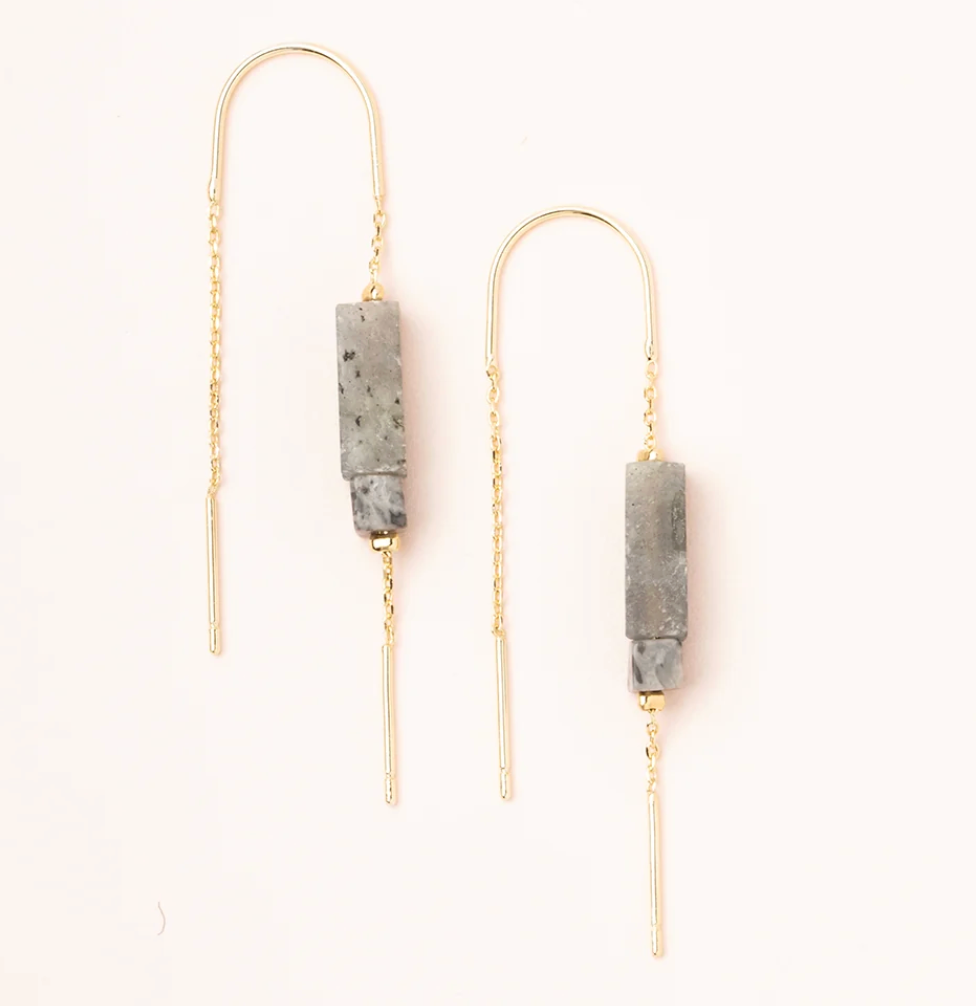Rectangle Stone Thread Earring