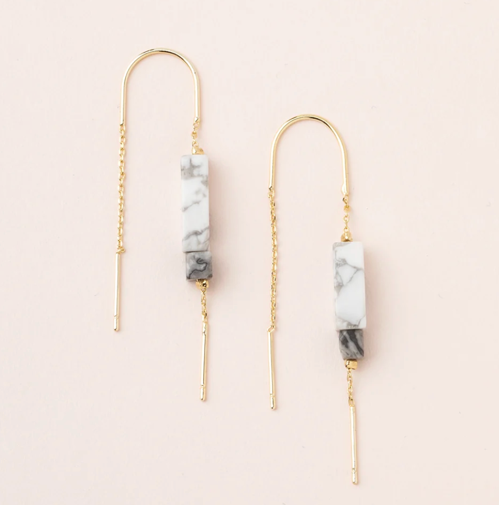 Rectangle Stone Thread Earring