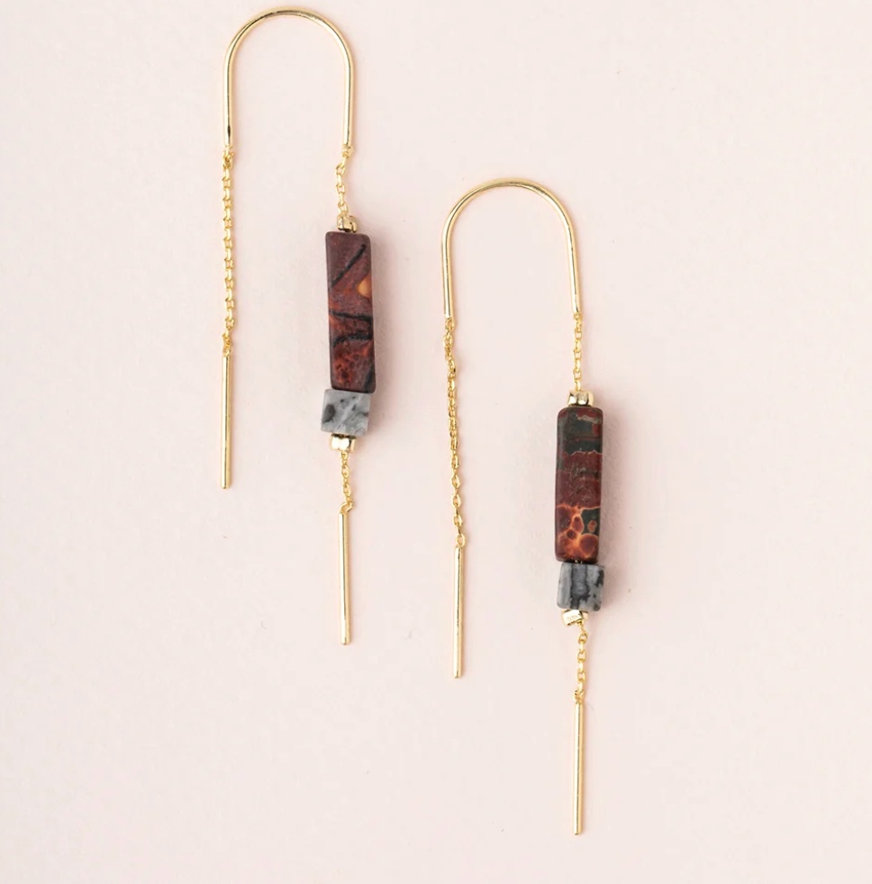 Rectangle Stone Thread Earring