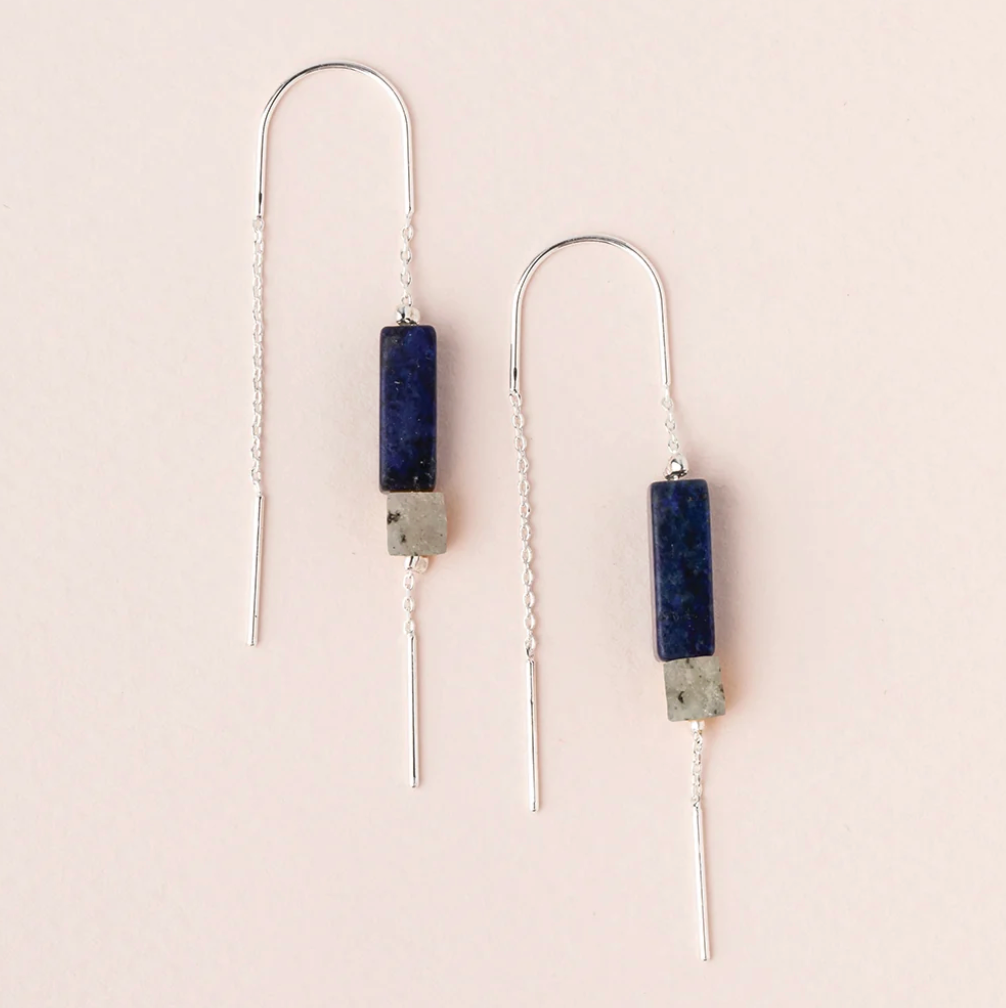 Rectangle Stone Thread Earring