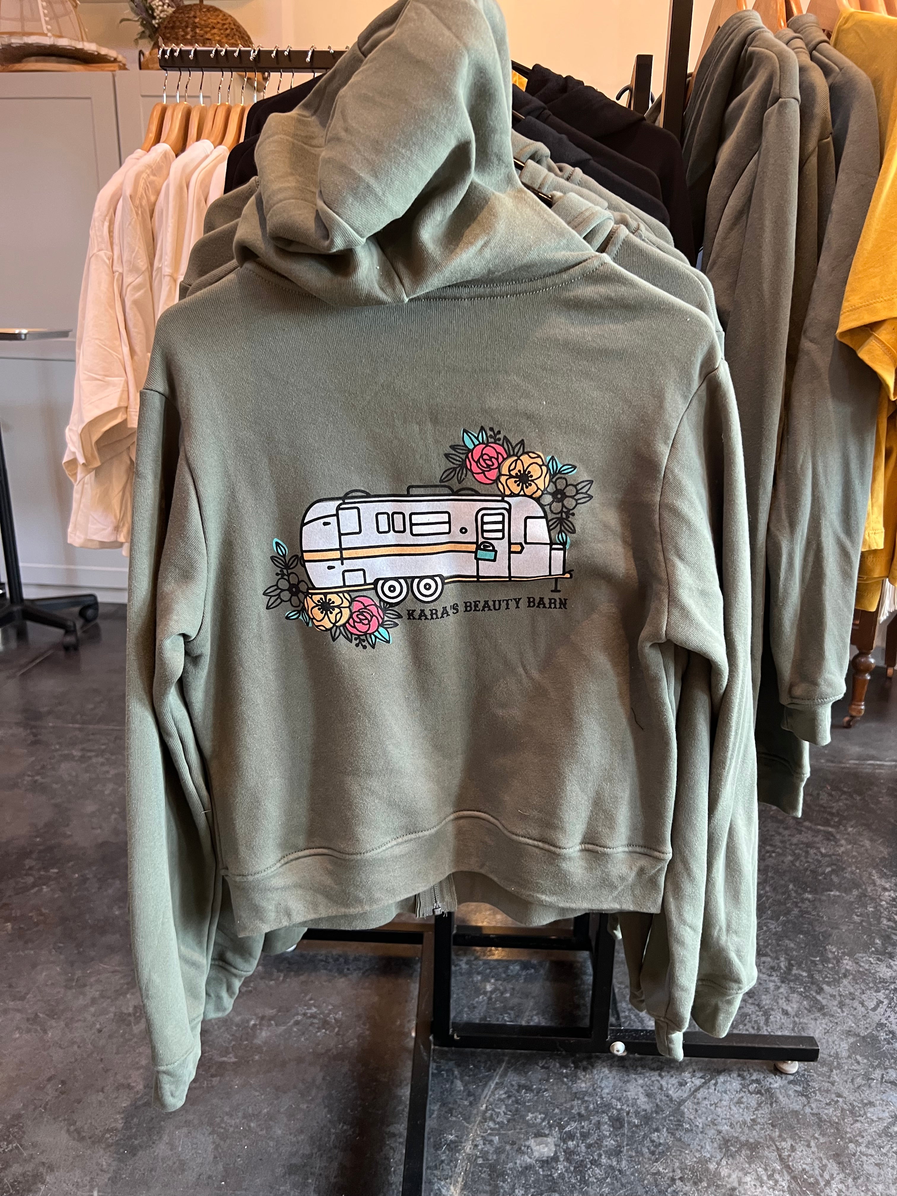 Green Fleece Zip Hoodie w/Airstream